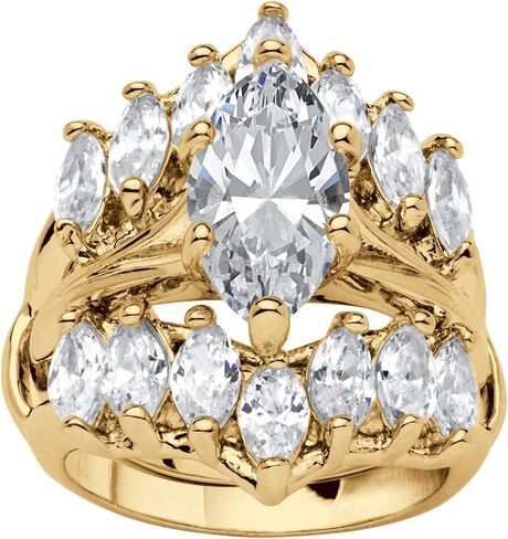 مجموعة خواتم الزفاف من PalmBeach Goldtone Marquise Cut Cube Zirconia Jacket بمقاسات 5-10 in Kuwait