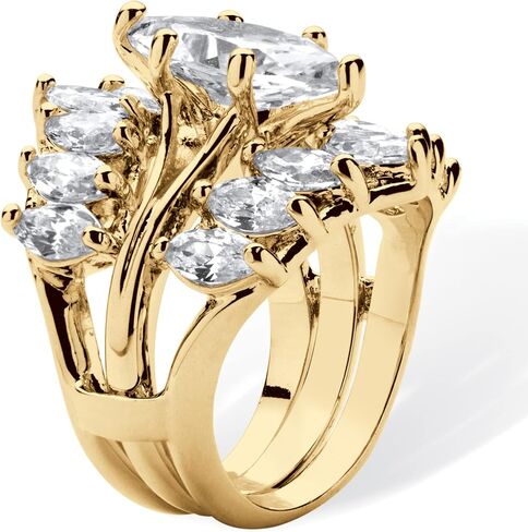 مجموعة خواتم الزفاف من PalmBeach Goldtone Marquise Cut Cube Zirconia Jacket بمقاسات 5-10 in Kuwait