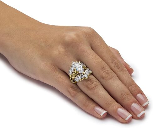 مجموعة خواتم الزفاف من PalmBeach Goldtone Marquise Cut Cube Zirconia Jacket بمقاسات 5-10 in Kuwait
