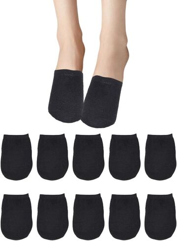 5 Pairs Premium Cotton White Mule Socks Toe Topper No Show Liner Backless Half Socks Breathable Polycotton Seamless Non Slip Hidden Toe Covers for Women Clogs Mules Shoes in Saudi Arabia