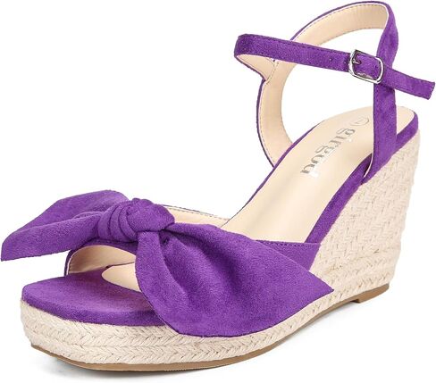 girgod Espadrilles Wedge Sandals for Women Bow Platform Wedges Heels Open Toe Ankle Strap Summer Wedding Wedges in Saudi Arabia