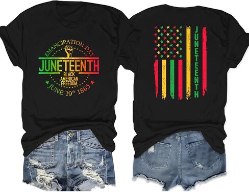 Juneteenth Shirts Women: Black History T-Shirt American African Freedom Tee June 19th 1865 Casual Tops in Saudi Arabia