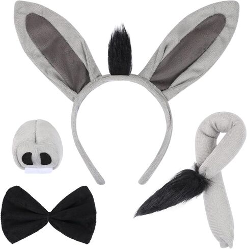 LIYDE Donkey Costume Set - Ears, Tail, Nose, Bowtie - Halloween, Birthday, Christmas, Cosplay Party Decorations in Saudi Arabia