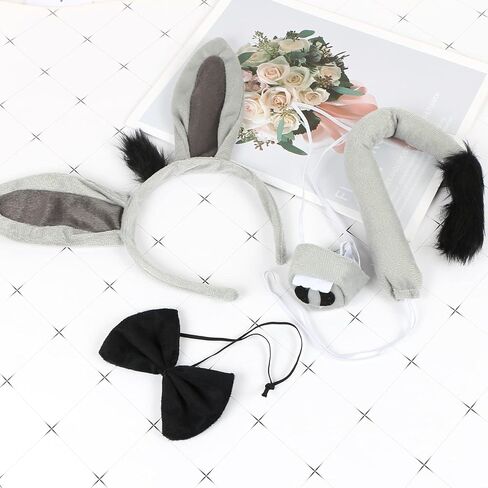 LIYDE Donkey Costume Set - Ears, Tail, Nose, Bowtie - Halloween, Birthday, Christmas, Cosplay Party Decorations in Saudi Arabia