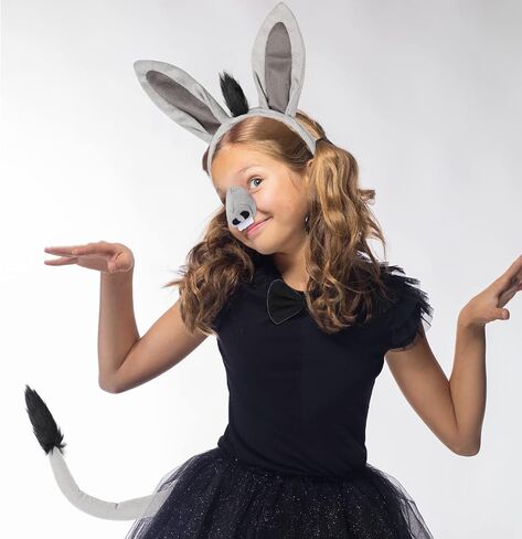 LIYDE Donkey Costume Set - Ears, Tail, Nose, Bowtie - Halloween, Birthday, Christmas, Cosplay Party Decorations in Saudi Arabia