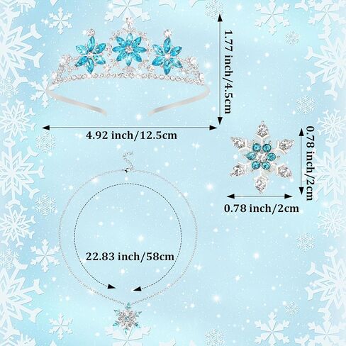 Princess Dress Up Accessories for Girls Snowflake Crown Small Hair Clips Necklace Princess Costume Accessories Set for Party Birthday Halloween Cosplay Prom Costume Blue in Saudi Arabia