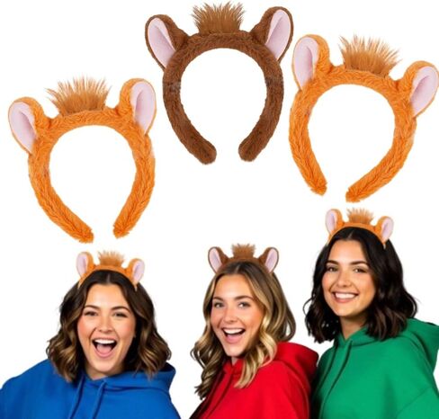 Kirei Sui 3-Piece Chipmunks Ears Headband Costume for Halloween Christmas Party Accessories Adult in Kuwait