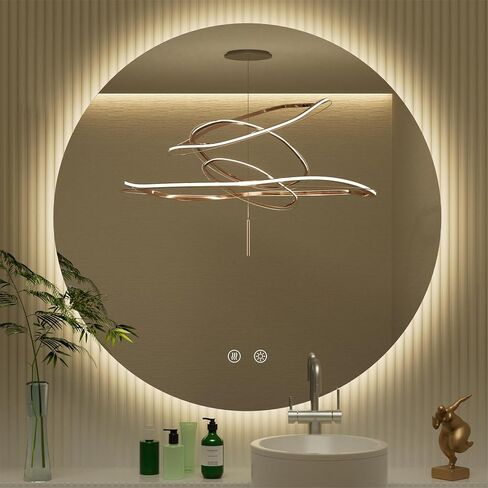 32 Inch Backlit Round LED Mirror for Bathroom with Anti-Fog | 3 Color Temp(3000K/4500K/6000K), Adjustable Brightness, Frameless 5mm HD Glass, ETL Cert‌, Idea for Vanity in Saudi Arabia