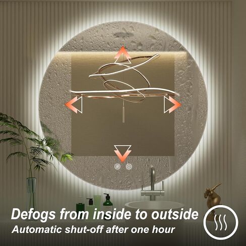 32 Inch Backlit Round LED Mirror for Bathroom with Anti-Fog | 3 Color Temp(3000K/4500K/6000K), Adjustable Brightness, Frameless 5mm HD Glass, ETL Cert‌, Idea for Vanity in Saudi Arabia
