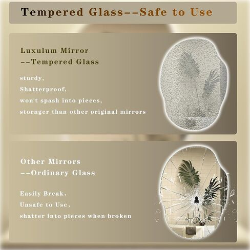 Irregular Backlit LED Bathroom Mirror for Wall 28"x36", Asymmetrical LED Lighted Vanity Mirror, 3 Colors and Stepless Dimmable, Shatterproof, Defogger, Memory (Vertical or Horizontal) in Saudi Arabia