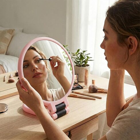 50x Magnifying Mirror, Travel Hand Mirrors with 360° Adjustable Handle, Double Side Handheld Mirror with 1X, 50X Magnification, Hand Held Foldable Travel Mirror for Makeup (White) in Kuwait
