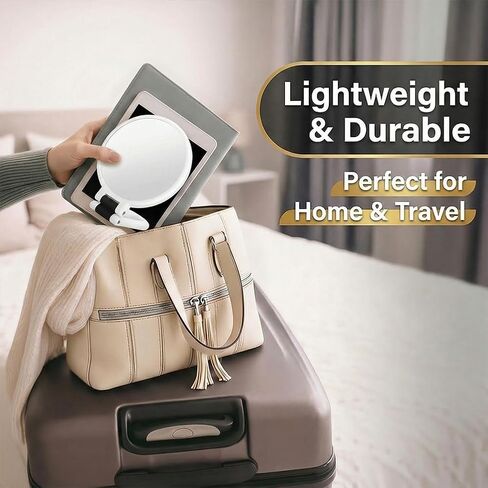 50x Magnifying Mirror, Travel Hand Mirrors with 360° Adjustable Handle, Double Side Handheld Mirror with 1X, 50X Magnification, Hand Held Foldable Travel Mirror for Makeup (White) in Kuwait