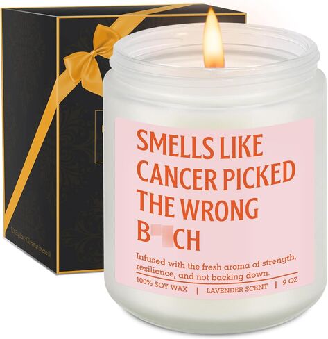 شمعة معطرة gspy، هدايا السرطان للنساء - هدايا مريحة للناجين من سرطان الثدي، مرضى العلاج الكيميائي - استئصال الثدي المضحك، بعد الجراحة، التعافي من الجراحة، الشفاء، أفكار تشجيع للمرأة in Kuwait