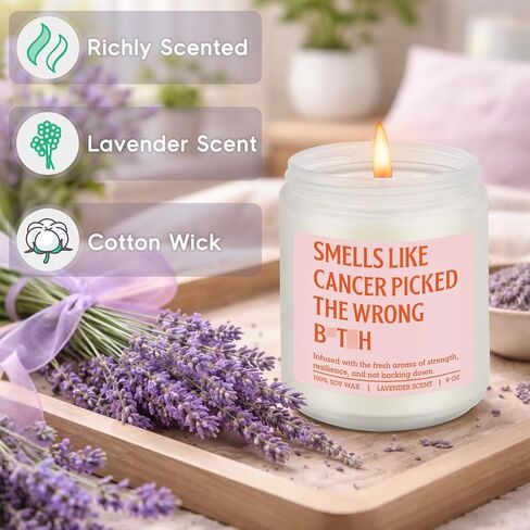 شمعة معطرة gspy، هدايا السرطان للنساء - هدايا مريحة للناجين من سرطان الثدي، مرضى العلاج الكيميائي - استئصال الثدي المضحك، بعد الجراحة، التعافي من الجراحة، الشفاء، أفكار تشجيع للمرأة in Kuwait
