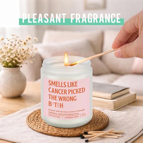 شمعة معطرة gspy، هدايا السرطان للنساء - هدايا مريحة للناجين من سرطان الثدي، مرضى العلاج الكيميائي - استئصال الثدي المضحك، بعد الجراحة، التعافي من الجراحة، الشفاء، أفكار تشجيع للمرأة in Kuwait