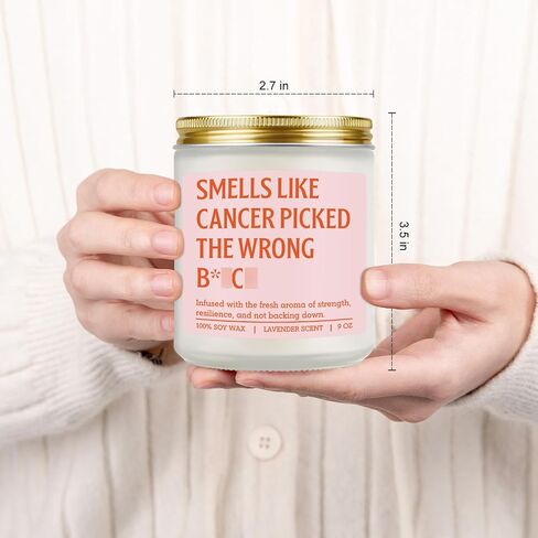 شمعة معطرة gspy، هدايا السرطان للنساء - هدايا مريحة للناجين من سرطان الثدي، مرضى العلاج الكيميائي - استئصال الثدي المضحك، بعد الجراحة، التعافي من الجراحة، الشفاء، أفكار تشجيع للمرأة in Kuwait