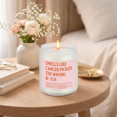 شمعة معطرة gspy، هدايا السرطان للنساء - هدايا مريحة للناجين من سرطان الثدي، مرضى العلاج الكيميائي - استئصال الثدي المضحك، بعد الجراحة، التعافي من الجراحة، الشفاء، أفكار تشجيع للمرأة in Kuwait