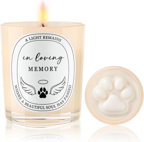 Pet Loss Memorial Candle - Sympathy Gift for Loss of Dog or Cat, 6 Oz Lavender Scented Soy Wax with Paw Print Relief & Angel Wings Label, in Loving Memory Bereavement Keepsake for Grieving Pet Owners in Saudi Arabia
