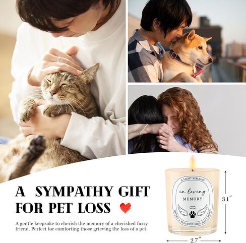 Pet Loss Memorial Candle - Sympathy Gift for Loss of Dog or Cat, 6 Oz Lavender Scented Soy Wax with Paw Print Relief & Angel Wings Label, in Loving Memory Bereavement Keepsake for Grieving Pet Owners in Saudi Arabia