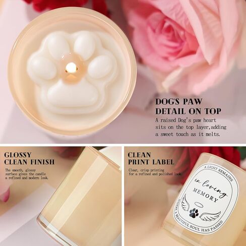 Pet Loss Memorial Candle - Sympathy Gift for Loss of Dog or Cat, 6 Oz Lavender Scented Soy Wax with Paw Print Relief & Angel Wings Label, in Loving Memory Bereavement Keepsake for Grieving Pet Owners in Saudi Arabia