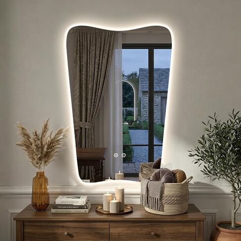 24“x36" Irregular Backlit Bathroom Mirror with Lights, Abstract Vanity Mirror with Lights, Anti-Fog Wall Mirror,Dimmable in Saudi Arabia