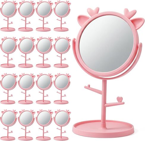 16 Pcs Spa Party Supplies for Girls Mirrors with Deer Ears, Spa Party Mirrors Bulk for Sleepover Birthday Favors, Pink Vanity Makeup Mirrors for Girls Night, Bridal & Slumber Party Decorations in Saudi Arabia