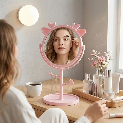 16 Pcs Spa Party Supplies for Girls Mirrors with Deer Ears, Spa Party Mirrors Bulk for Sleepover Birthday Favors, Pink Vanity Makeup Mirrors for Girls Night, Bridal & Slumber Party Decorations in Saudi Arabia