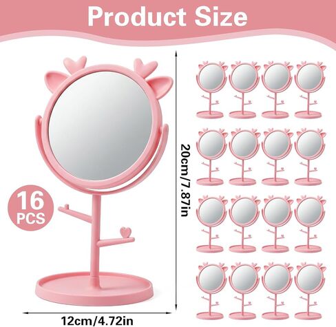 16 Pcs Spa Party Supplies for Girls Mirrors with Deer Ears, Spa Party Mirrors Bulk for Sleepover Birthday Favors, Pink Vanity Makeup Mirrors for Girls Night, Bridal & Slumber Party Decorations in Saudi Arabia