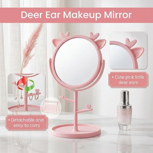 16 Pcs Spa Party Supplies for Girls Mirrors with Deer Ears, Spa Party Mirrors Bulk for Sleepover Birthday Favors, Pink Vanity Makeup Mirrors for Girls Night, Bridal & Slumber Party Decorations in Saudi Arabia