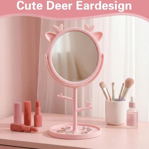 16 Pcs Spa Party Supplies for Girls Mirrors with Deer Ears, Spa Party Mirrors Bulk for Sleepover Birthday Favors, Pink Vanity Makeup Mirrors for Girls Night, Bridal & Slumber Party Decorations in Saudi Arabia