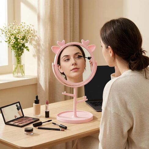 16 Pcs Spa Party Supplies for Girls Mirrors with Deer Ears, Spa Party Mirrors Bulk for Sleepover Birthday Favors, Pink Vanity Makeup Mirrors for Girls Night, Bridal & Slumber Party Decorations in Saudi Arabia