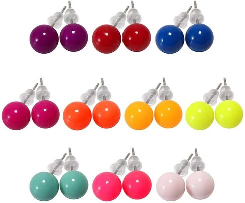Hypoallergenic Multicolor Plastic Imitation Pearl Earrings - Multi-Pair Set, Perfect Holiday Gift for Women in Saudi Arabia