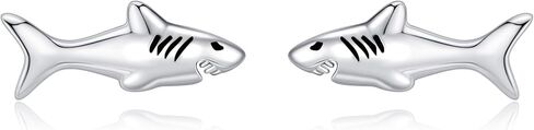 أقراط سمكة القرش من الفضة الإسترليني عيار 925 مجوهرات على شكل حيوان المحيط هدايا للنساء لمحبي سمكة القرش in Kuwait