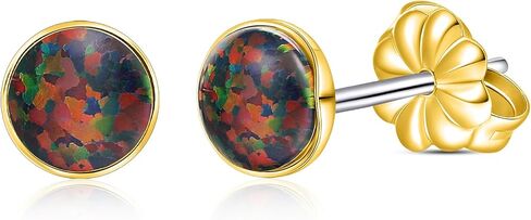 Limerencia Titanium Earrings, White/Blue/Black Opal Stud Earrings, F136 Implant Grade|Suitable for Sensitive Ears of Both Men and Women in Kuwait