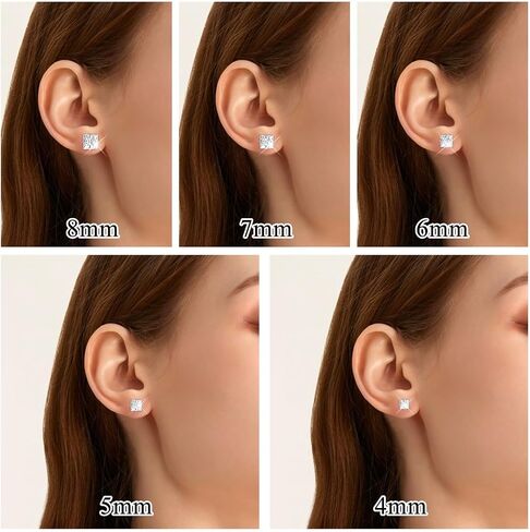 10 Pairs CZ Stud Earrings for Women, Small Stainless Steel Earring Studs, Round and Square Silver Stud Earring Cubic Zirconia Earrings for Women Men in Saudi Arabia