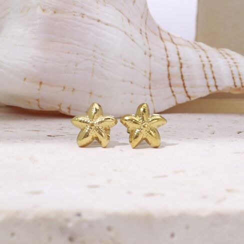 Gold Earrings for Women - 14K Gold Plated Small Shell, Starfish, Turtle, Pearl, Stud Earrings Set Summer Beachy Jewelry，Lightweight Minimalist Simple Hypoallergenic Earrings Jewelry Gifts for Her in Saudi Arabia