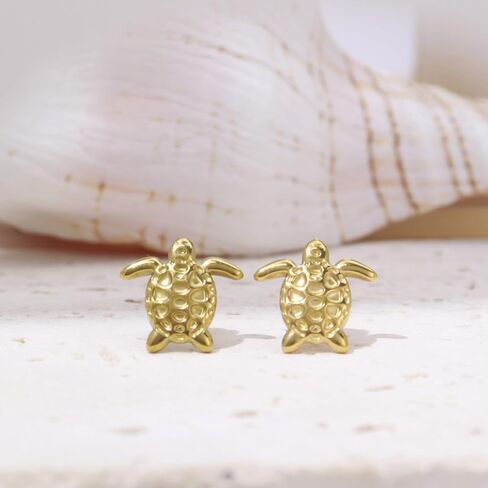 Gold Earrings for Women - 14K Gold Plated Small Shell, Starfish, Turtle, Pearl, Stud Earrings Set Summer Beachy Jewelry，Lightweight Minimalist Simple Hypoallergenic Earrings Jewelry Gifts for Her in Saudi Arabia