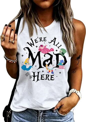BANGELY Fantastical Tank Tops Women Princess Shirt We're All Mad Here Vest Tee Summer Vacation Casual Cute Sleeveless Tops in Saudi Arabia