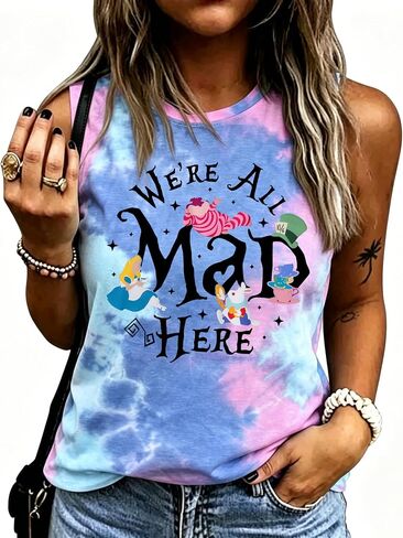 BANGELY Fantastical Tank Tops Women Princess Shirt We're All Mad Here Vest Tee Summer Vacation Casual Cute Sleeveless Tops in Saudi Arabia