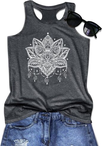 ForHailey Womens Plus Size Vintage Graphic Racerback Tank Tops Summer Casual Loose Beach Vacation Sleeveless Shirt in Saudi Arabia