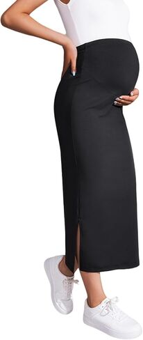 Black Maternity Half Skirt for Women Summer, Casual Pregnancy Skirt Long Clothes Dress in Saudi Arabia