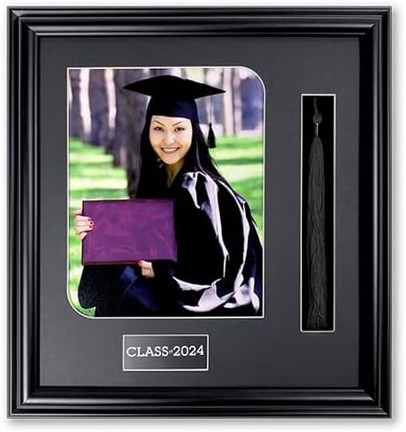 Black Wood Graduation Tassel Picture Frame for 8x10 Print with Text Card in Saudi Arabia