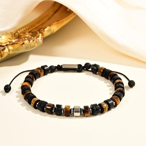 Natural Stone Adjustable Wristband for Courage, Protection & Wealth, 7 Inch Adjustable Gemstone Gift in Saudi Arabia