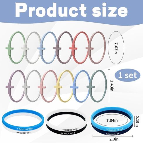 18 sets of Silicone Cross Bracelets, Rubber Cross Bracelets，Christian Faith Expression Accessory, Daily Wear During Activities and Gatherings, Waterproof Rubber Material Design in Saudi Arabia