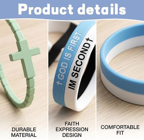 18 sets of Silicone Cross Bracelets, Rubber Cross Bracelets，Christian Faith Expression Accessory, Daily Wear During Activities and Gatherings, Waterproof Rubber Material Design in Saudi Arabia