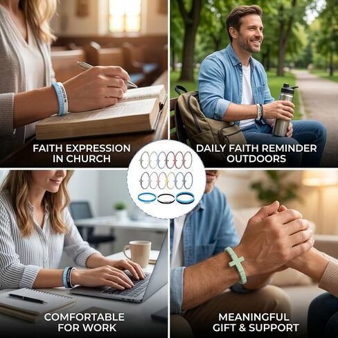 18 sets of Silicone Cross Bracelets, Rubber Cross Bracelets，Christian Faith Expression Accessory, Daily Wear During Activities and Gatherings, Waterproof Rubber Material Design in Saudi Arabia
