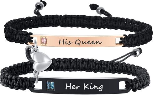 Personalized Couple Bracelets Set Mutual Attraction Relationship Bracelet Personalized Gift for Him and Her Handmade Weave Couple Bracelets in Kuwait