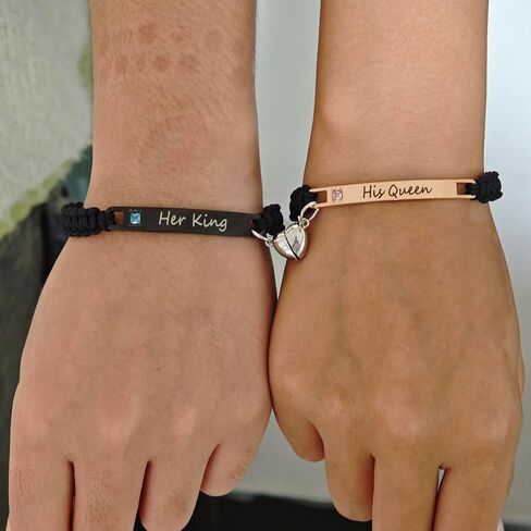 Personalized Couple Bracelets Set Mutual Attraction Relationship Bracelet Personalized Gift for Him and Her Handmade Weave Couple Bracelets in Kuwait