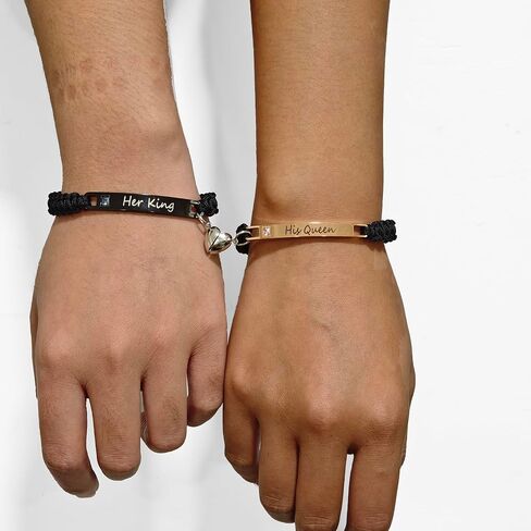 Personalized Couple Bracelets Set Mutual Attraction Relationship Bracelet Personalized Gift for Him and Her Handmade Weave Couple Bracelets in Kuwait