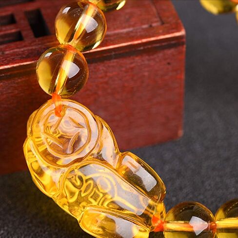 سوار فنغ شوي، سوار فنغ شوي كوارتز أصفر Pixiu Pi Yao سوار كريستال ثري يجذب الثروة الأصفر سوار درء الأرواح الشريرة سوار زوجين تميمة (12 مم) in Kuwait